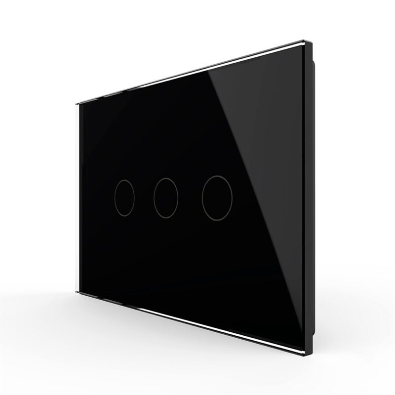 Intrerupator triplu cu touch Livolo din sticla, standard italian, Negru