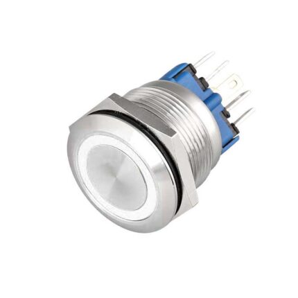 Buton Push 22mm cu Revenire, 12-24V, Led Alb, Mufa inclusa, ElectroAZ