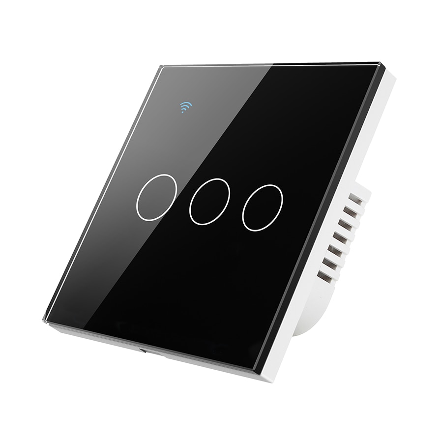 res_a737a68db83329abfc26024971dbcbdb Intrerupator inteligent cu touch, Wi-Fi, fara nul, 3 canale, 10A, sticla securizata, Tuya Smart Home, compatibil Amazon Alexa/Google Assistant, Negru