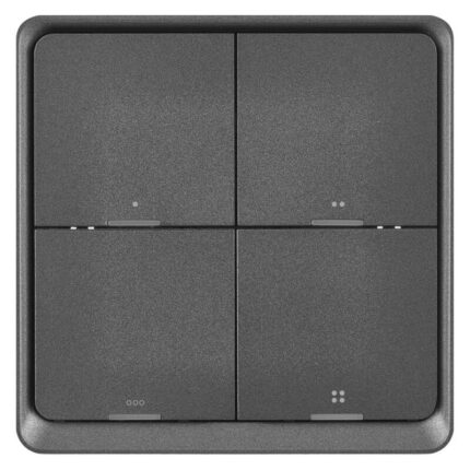 Intrerupator inteligent cvadruplu EMOS GoSmart IP-2004ZB, ZigBee 3.0, alimentare CR 2430 3 V, Negru