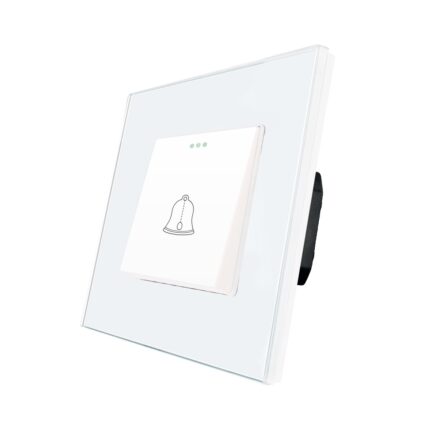 Buton de Sonerie Mecanic LUXION cu Rama din Sticla, Alb