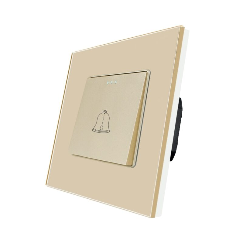 Buton de Sonerie Mecanic LUXION cu Rama din Sticla, Auriu