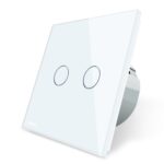 Intrerupator dublu cu touch Livolo din sticla, Alb