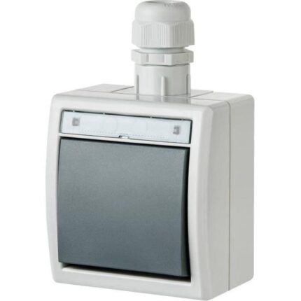 Intrerupator cap scara interior/exterior Elektroplast Aquant, peste tencuiala, 10AX/250V, IP65, Gri