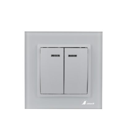 Intrerupator Dublu Cu Led Smack,10A,Sf8102fkw,Rama Sticla, Alb