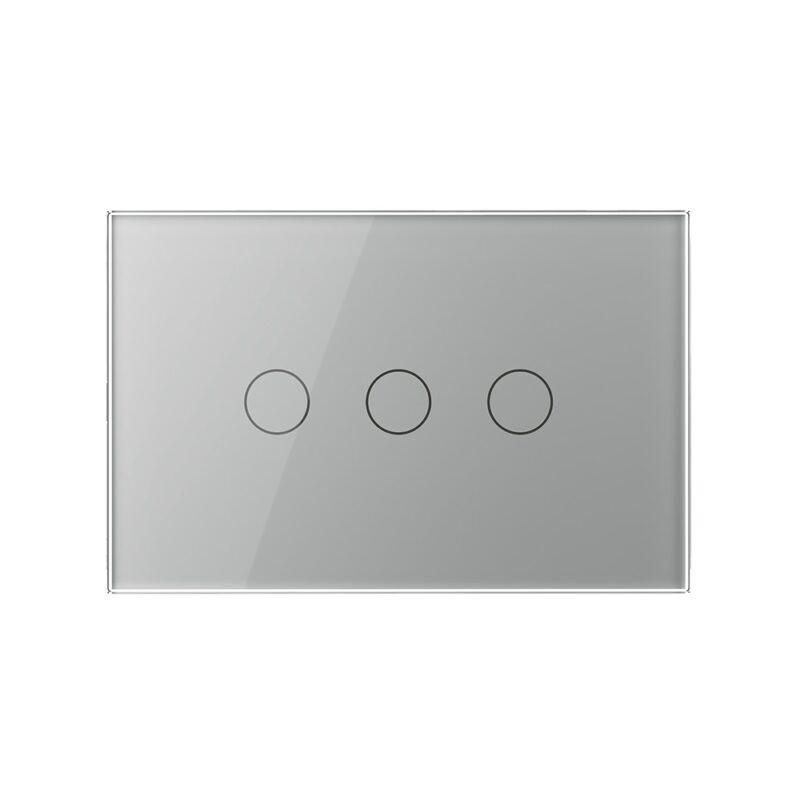 Intrerupator triplu cu touch Livolo din sticla, standard italian, Gri, VL-FC3-3G-15