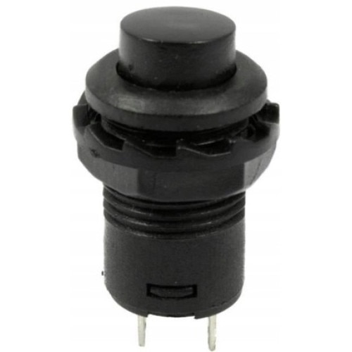 Buton on/off, SPST, 12 mm, Negru