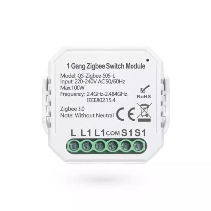 Releu inteligent mini, HomeVast®, cu 1 canal, ZigBee, fara Nul, compatibil TuyaSmart, SmartLife, Google Home si Amazon Alexa