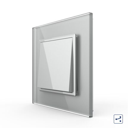 Intrerupator Simplu Mecanic Cap Scara, 2 Module LIVOLO cu Rama din Sticla, Gri