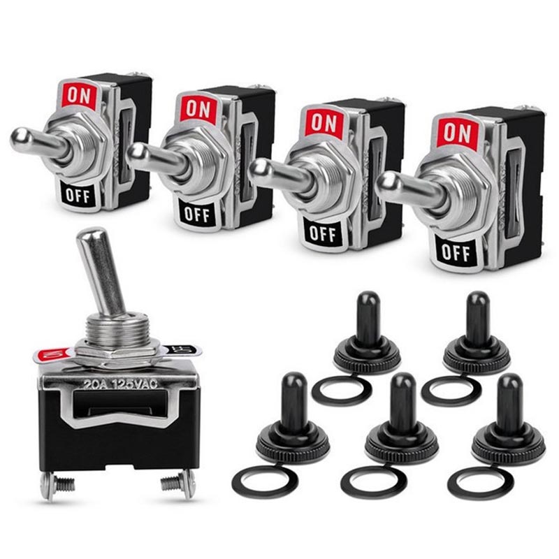 Set 5 Intrerupator metalic, oein, capace rezistente la apa, negru