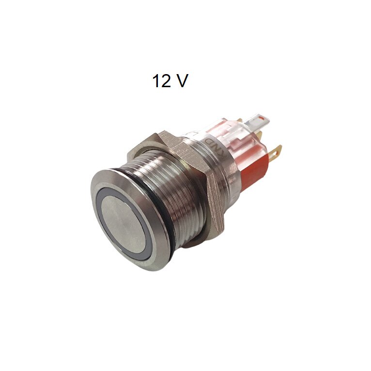 Buton de panou SPDT fara retinere OFF-(ON) cu led rosu LA167-S16-FJ11-ER12 12V