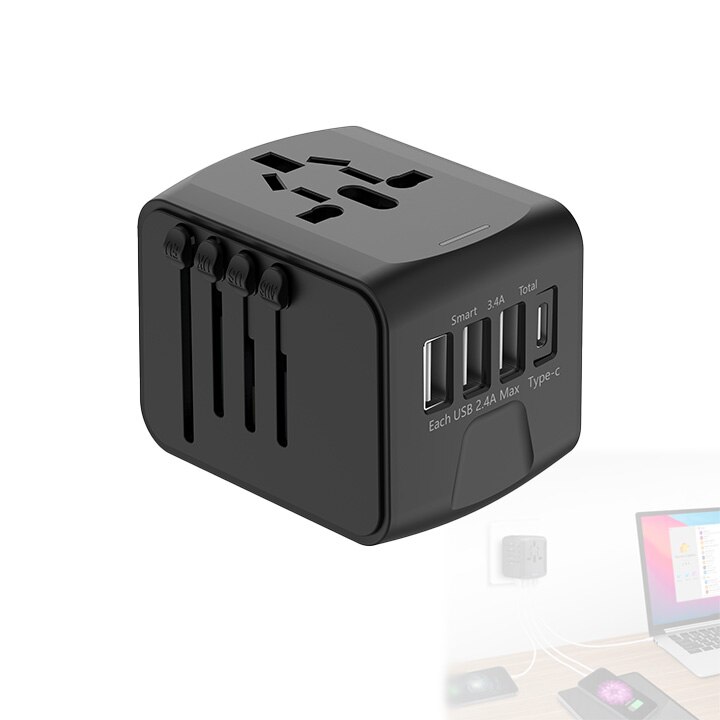 Adaptor incarcator priza universal, cu 4 USB si 1 Type-C