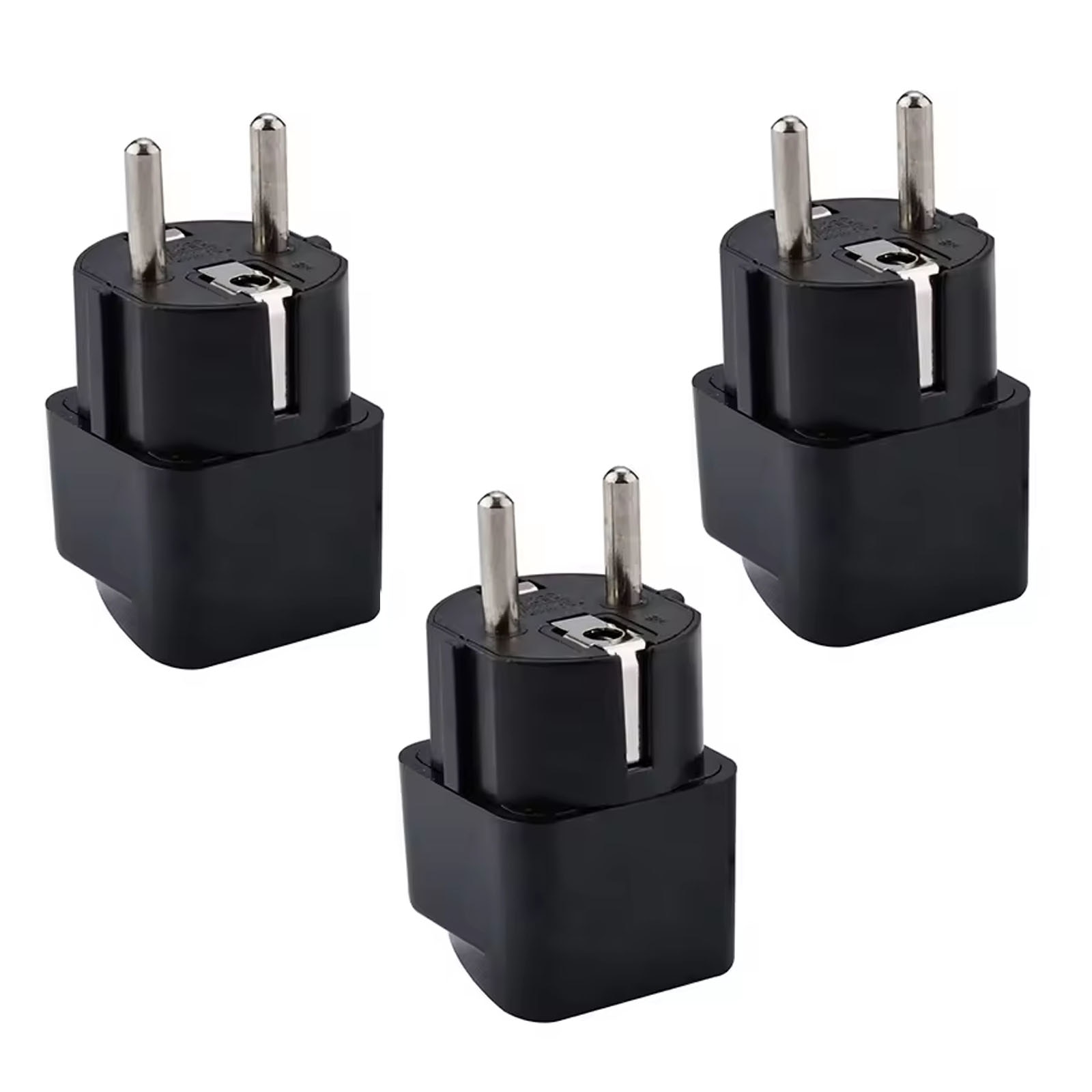 res_3d3efb5433c99fdc5a553962f3e422f3 Set 3 adaptor Universal, Darklove, Cu 2 pini, 10A-240V, Conductor de cupru pur, Portabil, Pentru difuzoare bluetooth, laptopuri si telefon mobil, Compatibil Spania, Germania, Rusia si Finlanda, ABS, 3.5x3.5x6.7cm, Negru