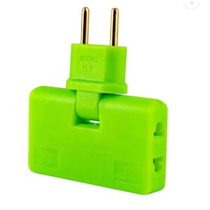 Adaptor triplu stecher pentru priza cu rotire 180° - EU, Verde
