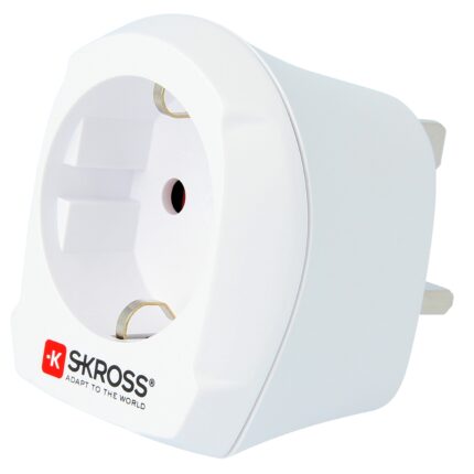 Adaptor priza Skross Europe la UK, 110V-250V, 13A, Alb