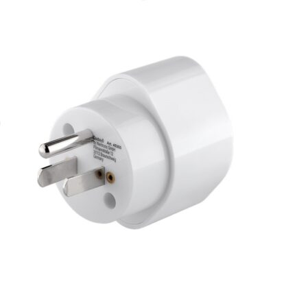 Adaptor CEE 7/3 Schuko mama la priza US/Japan 3-pini tata (type B, NEMA 5-15) cu pamantare, alb