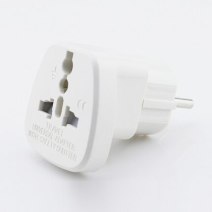 Adaptor priza universala, travel adapter, alb, cu aprobare CE, fara conversie de tensiune sau frecventa
