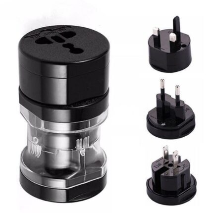 Adaptor universal de calatorie, compatibil global, 3 adaptoare interschimbabile, negru