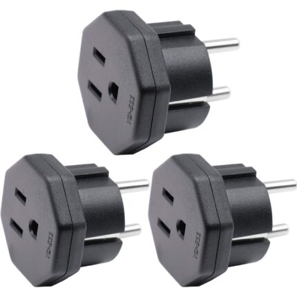 Adaptoare femela cu 2 pini UE, Gsadaox, 3 buc, Negru