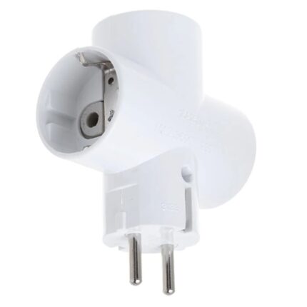 Adaptor priza TS03, 3 prize Schuko cu inele ceramice, 16 A, alb