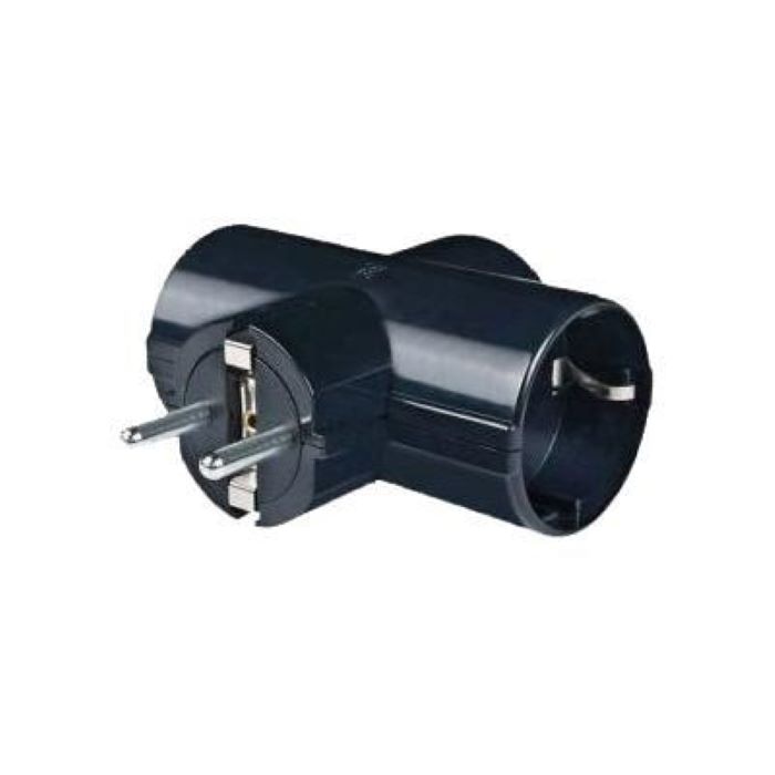 Triplu stecher 3xschuko, Mentavill, 16A, 3600W, negru