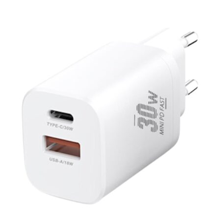 Adaptor Incarcator Priza ESL by Essential Level®, Qualcomm 3.0 + PD 30W, 2 porturi Tip C Si USB 3.0, Super Fast Charger si Protectie Supracurent