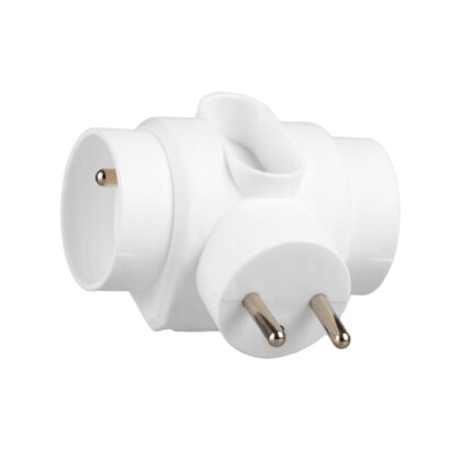 Adaptor Priza, 2 Prize si 1 Priza Euro Alb