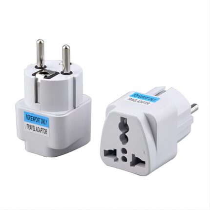 Set 2 Adaptoare de calatorie, priza clasica, 250V AC 10A, alb cocos, 40x65x40 mm