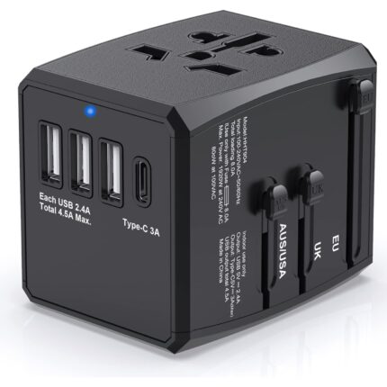 Adaptor priza, Gsedaox, ABS, Multifunctionala, Negru