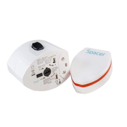 ADAPTOR universal SPACER, pt. calatorii, Schuko x 1, conectare Socket Universal (T), USB x 2, 10 A, alb, "SPAD-UNIV"/4