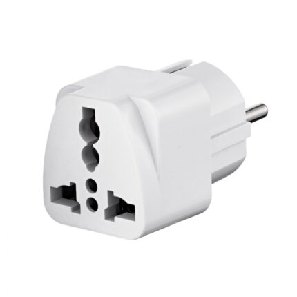 Adaptor priza universal SUA China Japonia Australia Marea Britanie (UK) la Europa (Romania), estelle ®, cu impamantare, culoare alb