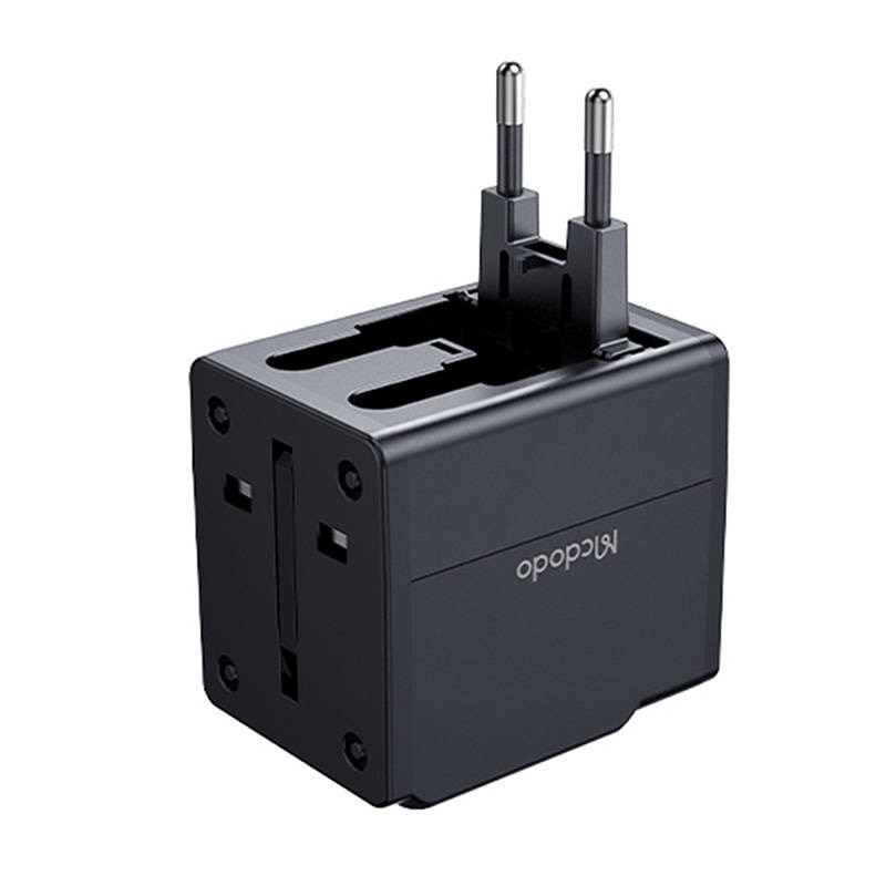 Adaptor de calatorie, Mcdodo, Policarbonat, USB, 100/240 V, 1380 W, Negru