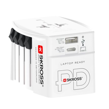 Adaptor de calatorie SKROSS AC65PD, USB-A, USB-C, 1.302976, Alb