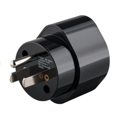Adaptor CEE 7/3 Schuko mama la priza US/Japan 3-pini tata (type B, NEMA 5-15) cu pamantare, negru