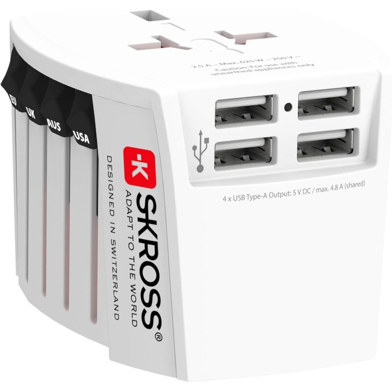 Adaptor de calatorie SKROSS MUV 4 x USB-A, 1.302961, Alb