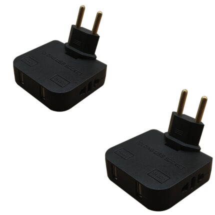 Set de 2 adaptoare de priza CLAUSTEEL cu Stecher Rotativ la 180 de grade, 2 sloturi pentru stechere si doua sloturi USB, 2500W, Ideal pentru spatii inguste sau inaccesibile