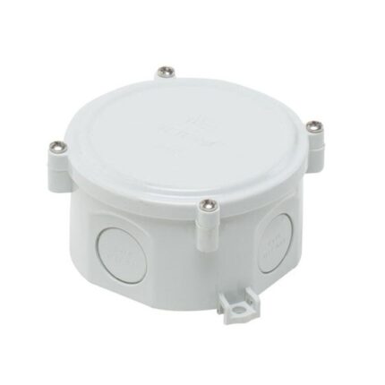 Doza derivatie rotunda aplicata 80x45mm din plasic ABS inchidere cu suruburi IP67 IK06