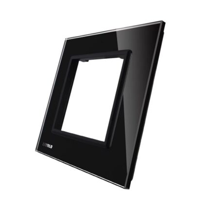 Rama priza simpla Livolo din sticla, Negru, VL-P7E-2B