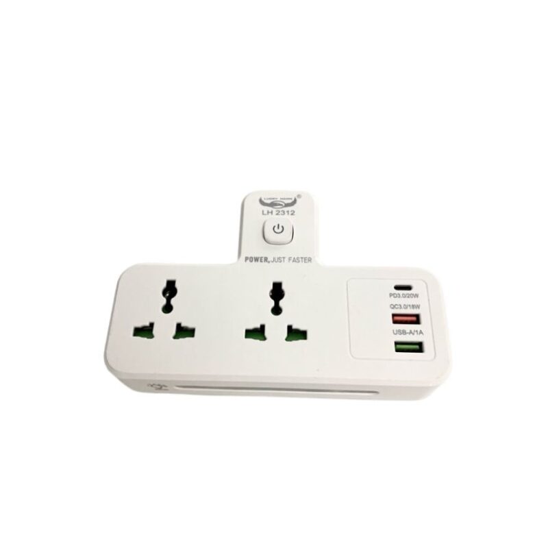 Adaptor pentru priza 3 in 1, port de incarcare rapida USB-C PD de 20 W, 2 USB-A QC3.0, 2 prize