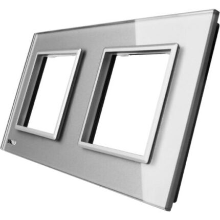 Rama priza dubla din sticla LIVOLO BB-C7-SR/SR-15, Gri