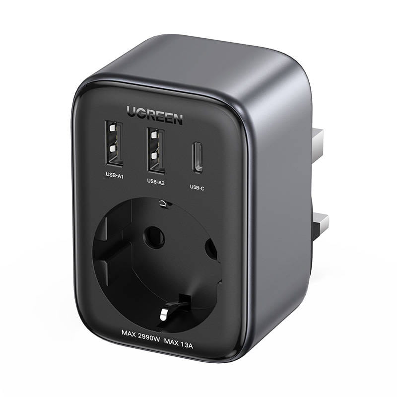 Adaptor de calatorie din UE in Marea Britanie UGREEN CD314 2xUSB-A, 1xUSB-C