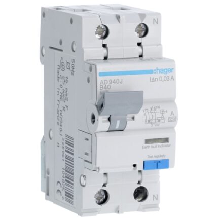 Siguranta electrica automata diferentiala Hager AD940J, P+N , B, 6kA, tip A, 40A/30mA