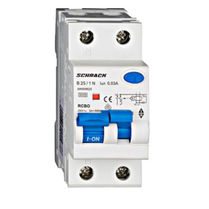 Siguranta automata diferentiala 1P+N 25A 30mA, curba B, tip A, Schrack Amparo, AK668625 B25