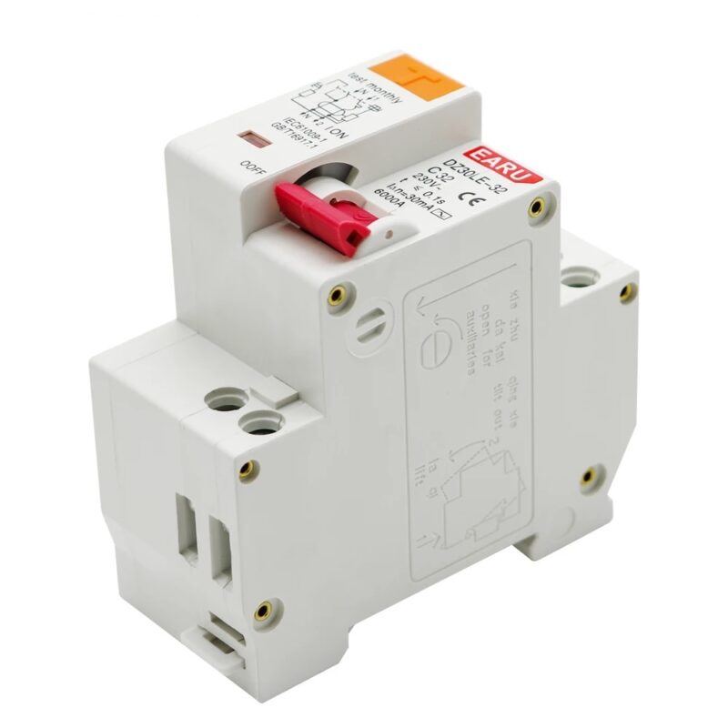 Disjunctor diferential RCD / RCBO 2P, 32A, tip AC, curent rezidual 30mA, curba C, EARU DZ30LE-32