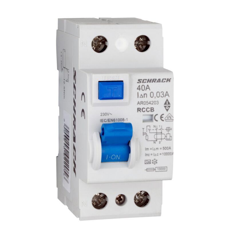 Disjunctor diferential RCCB 2P 40A 30mA, tip A, Schrack, AR054203