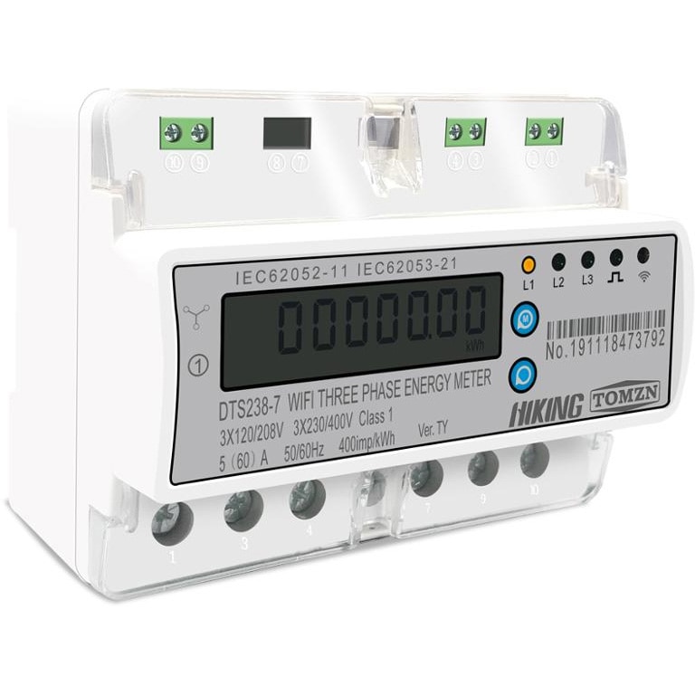 Contor trifazat inteligent TOMZN DTS238-7TY pentru monitorizare energie electrica, Wi-Fi, 110V 220V 50/60Hz, compatibil cu Tuya / Smartlife