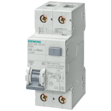 Siguranta diferentiala RCBO, 6 kA, 1P+N, TYPE AC, 30mA, curba C, 16 A, Siemens, 5SU1356-1KK16