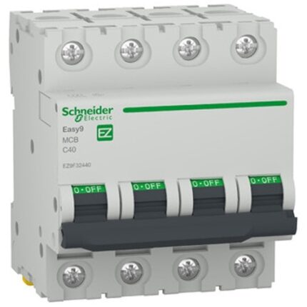 Siguranta automata Easy9, amperaj 40A, 4 poli, protectie IP20, 82x72 mm, Schneider, Alb