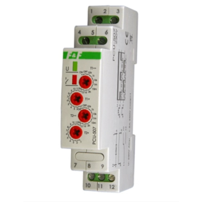 Releu de timp universal, F&F, PCU-507, 2P, 230 V, 0.8W