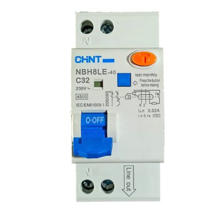 Siguranta automata cu protectie diferentiala de tip Disjunctor Chint NBH8LE, 32A, 1P+N, C 30MA, AC 4.5KA